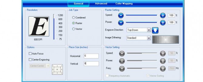 driver de impresión Dashboard™ de Epilog Laser