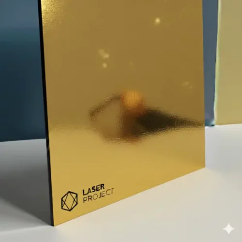 Plástico bicapa dorado espejo y grabado negro