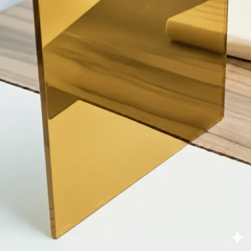 Metacrilato espejo de color dorado con acabado brillante