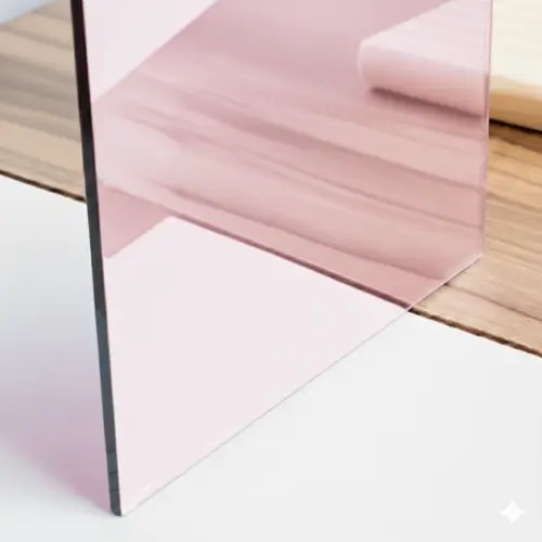 Metacrilato espejo de color rosa con acabado brillante