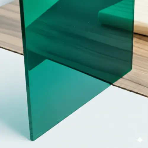 Metacrilato espejo de color verde con acabado brillante