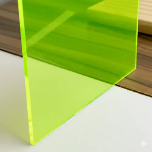 Metacrilato flúor de color verde con acabado brillante