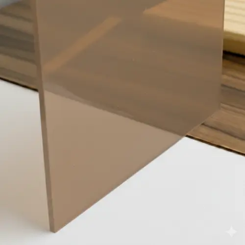 Metacrilato transparente de color marrón con acabado brillante