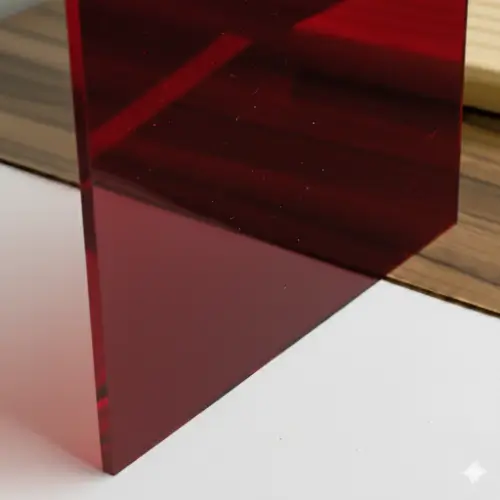 Metacrilato transparente de color rojo con acabado brillante