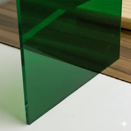 Metacrilato transparente de color verde con acabado brillante