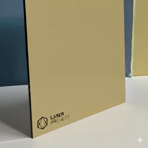 Plástico bicapa dorado mate y grabado negro