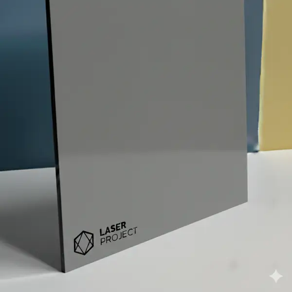 Plástico bicapa plateado mate y grabado negro