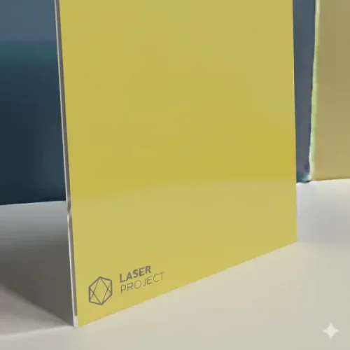 Plástico bicapa amarillo con grabado transparente para retroiluminar